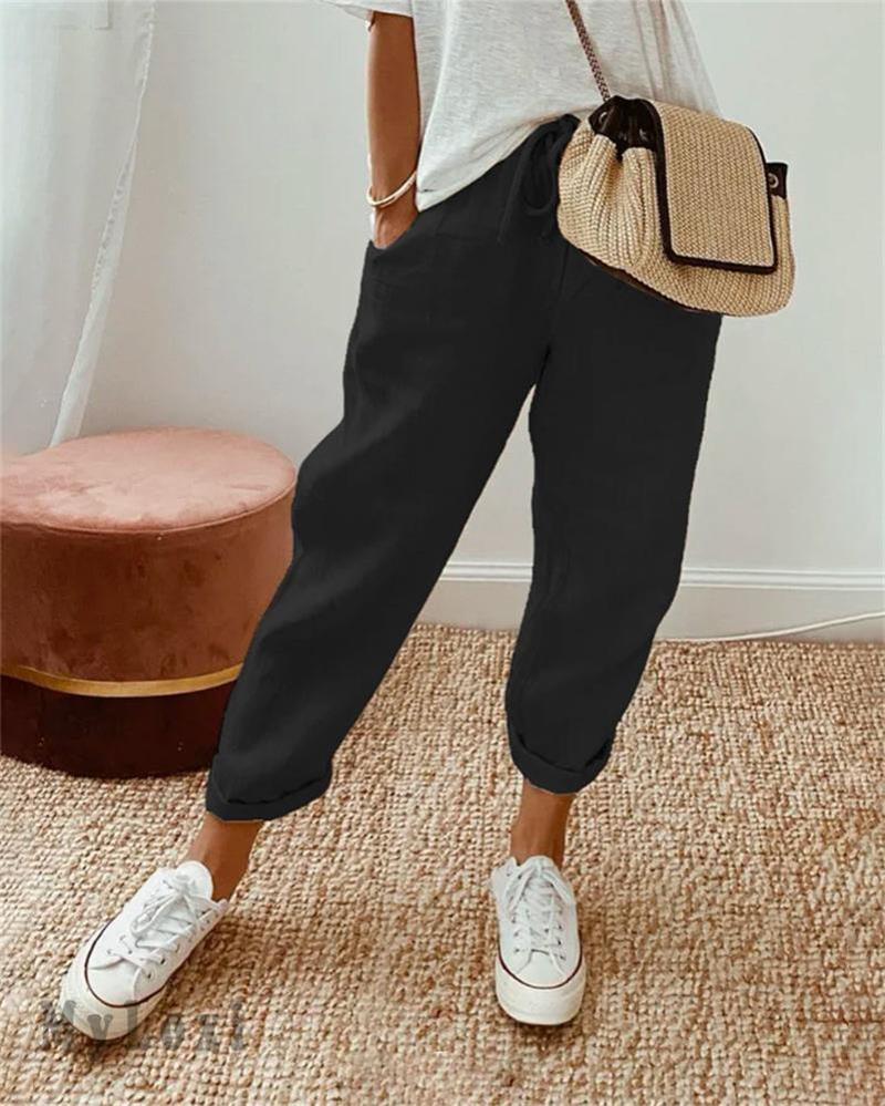 🦋 Ankle-Length Cotton Linen Pants – Breathable, elegant & kind to skin. High-waisted fit flatters every shape. A little treat for yourself or a thoughtful gift
