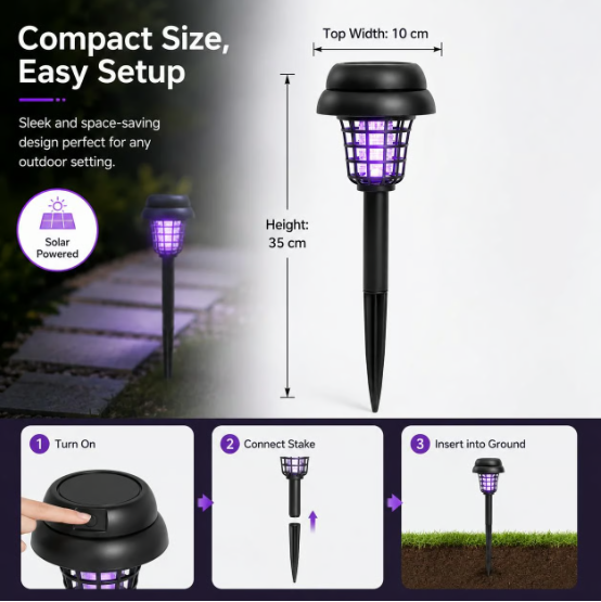 ☀️Solar Mosquito Zapper Light ✨– Outdoor Garden Stake Lamp, UV Insect Killer & Solar Pathway Light🦟🚫