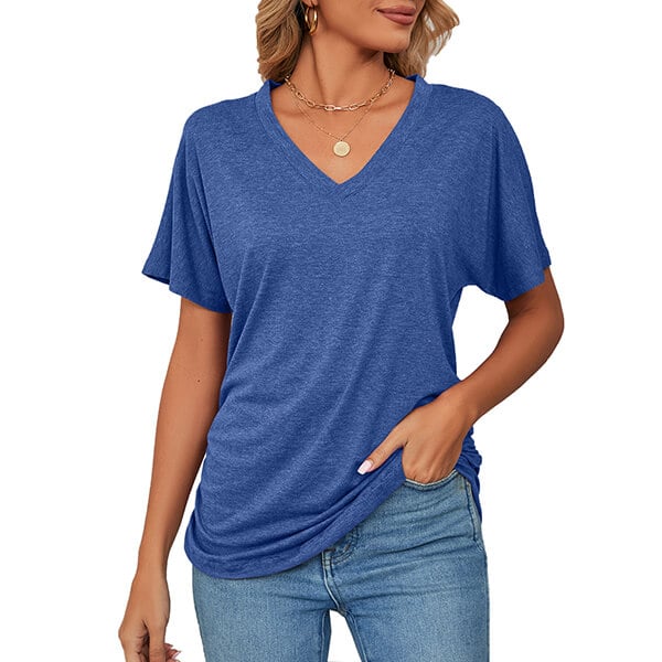 ⏳ Limited time 50% off! 💥V-Neck Solid Color Loose Ladies Tops(The more you buy, the higher the discount)
