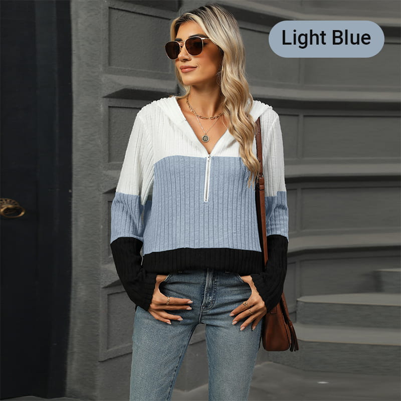 Women's Color Block Hooded Sweater - Buy 2 Free Shipping