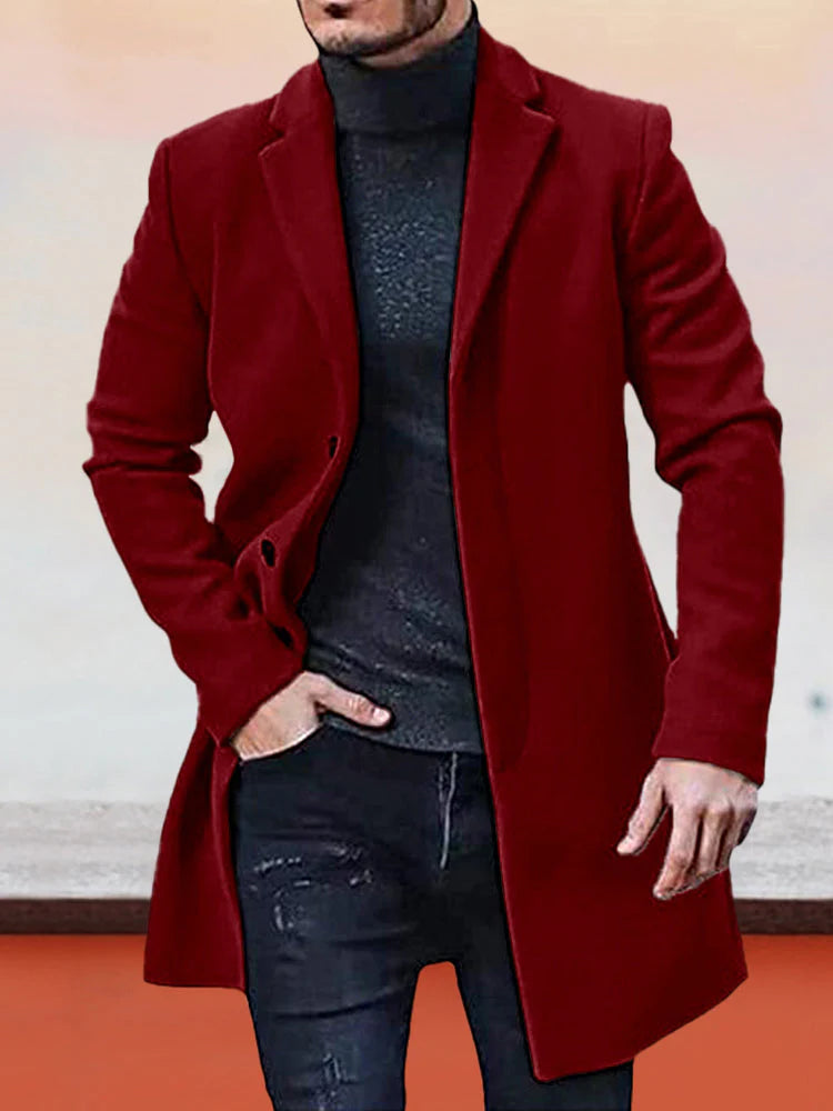๐ Timeless Warmth | Men's Wool-Blend Single-Breasted Notch-Lapel Coat