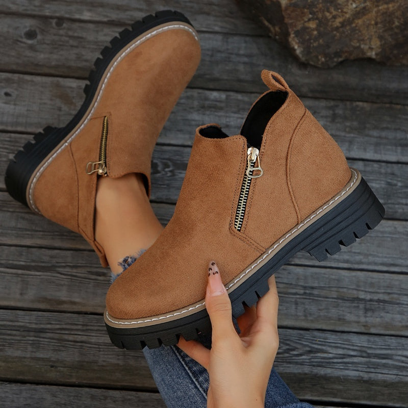 ๐ LAST DAY PROMOTION - 50%OFF ๐ Women's Round-Toe Ankle Boots with Side Zipper
