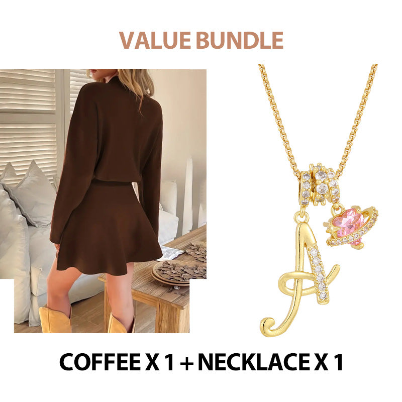 💖Black Friday Mega Deal – 50% off!💖 ✨Women's Mock Neck Knit A-Line Mini Dress