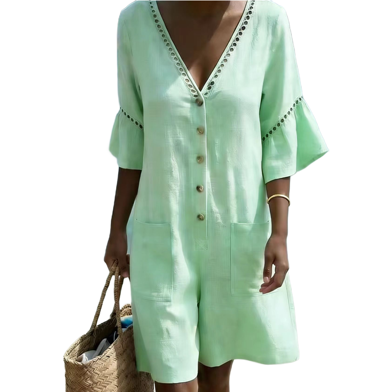 š„Limited-time offer-Women's Summer V-Neck Jumpsuit with Bell Sleeves