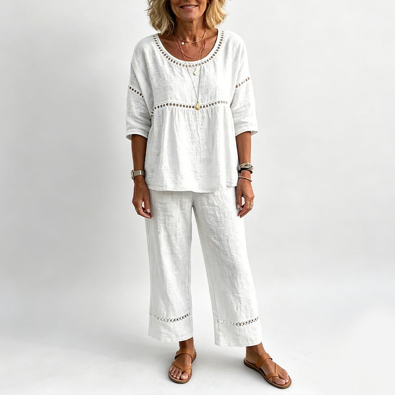 🔥New Arrivals: 50% Off!!🔥Women's Casual 2-Piece Set with Eyelet Details