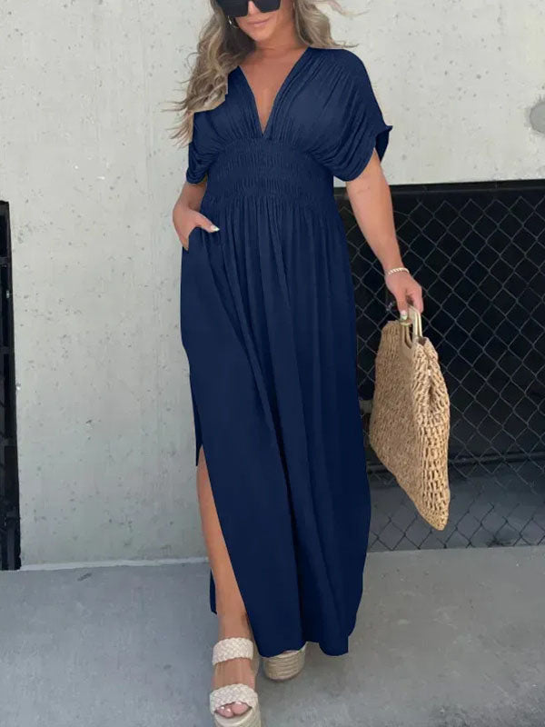 💗 SLIT V-NECK EFFORTLESS MAXI LONG DRESS
