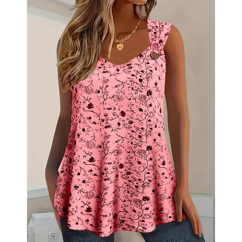 ๐ธ 50% OFF NOW!โจ Women's Floral Print Tank Top โ Chic V-Neck & Flowy Fit โ Summer Wardrobe Essential ๐