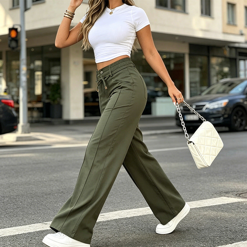 ๐ LIMITED-TIME 50% OFF! ๐ฅ Women's High-Waisted Straight Leg Trousers โ Front Seam, Elastic Back, Versatile โจ