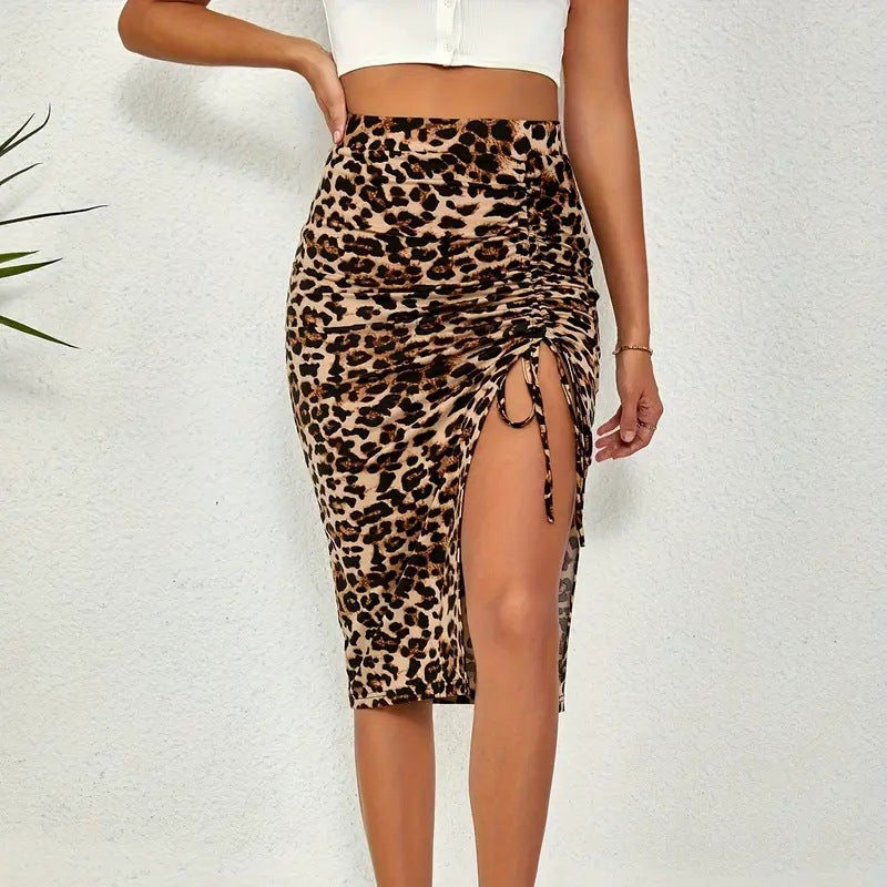 Women's High Waisted Ruched Bodycon Skirt