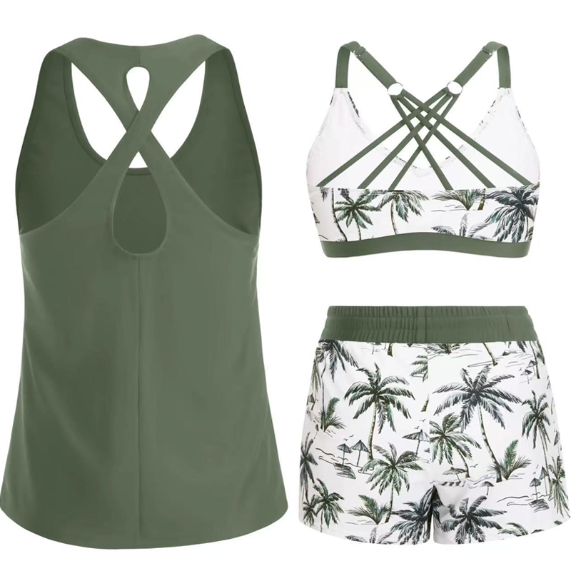 🔥2026 Hot Sale 50% OFF✨⚡ 50K+ SOLD! 🎁Women's 3-Piece Swimsuit Tankini Set with Shorts