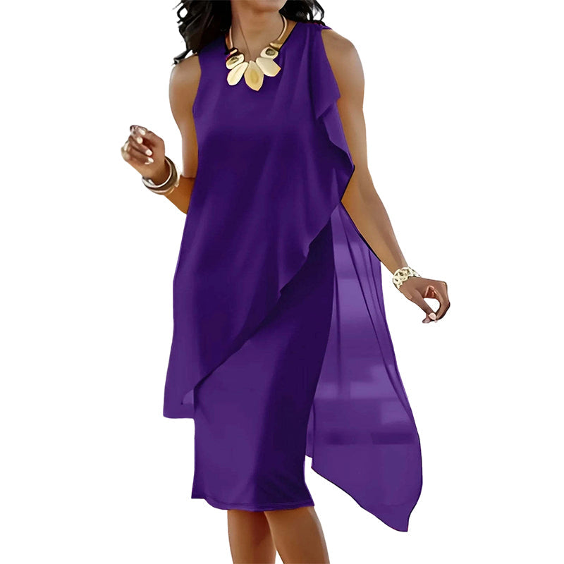 Women's Sleeveless Round Neck Irregular Hem Dress