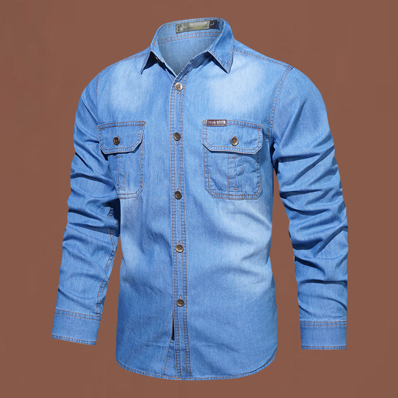 Bestseller🏆👔 Classic Cotton Shirt with Denim Aesthetic – Relaxed Silhouette & Timeless Style for Everyday Wear