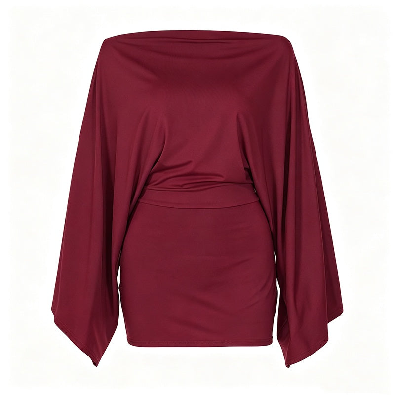 Women's Off-Shoulder Batwing Sleeve Bodycon Dress