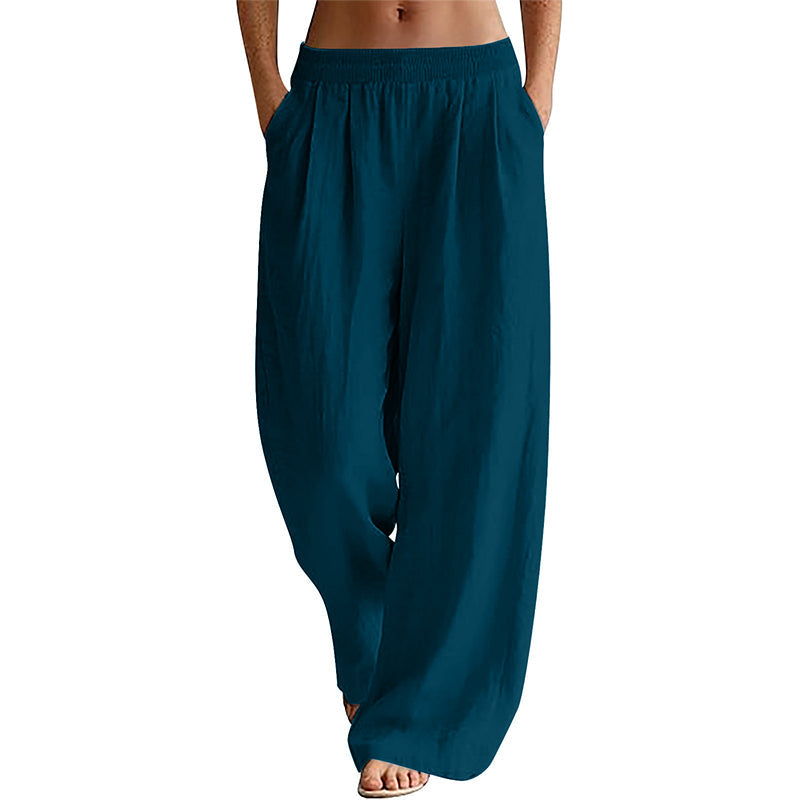 Women's Elastic Waist Wide-Leg Pants