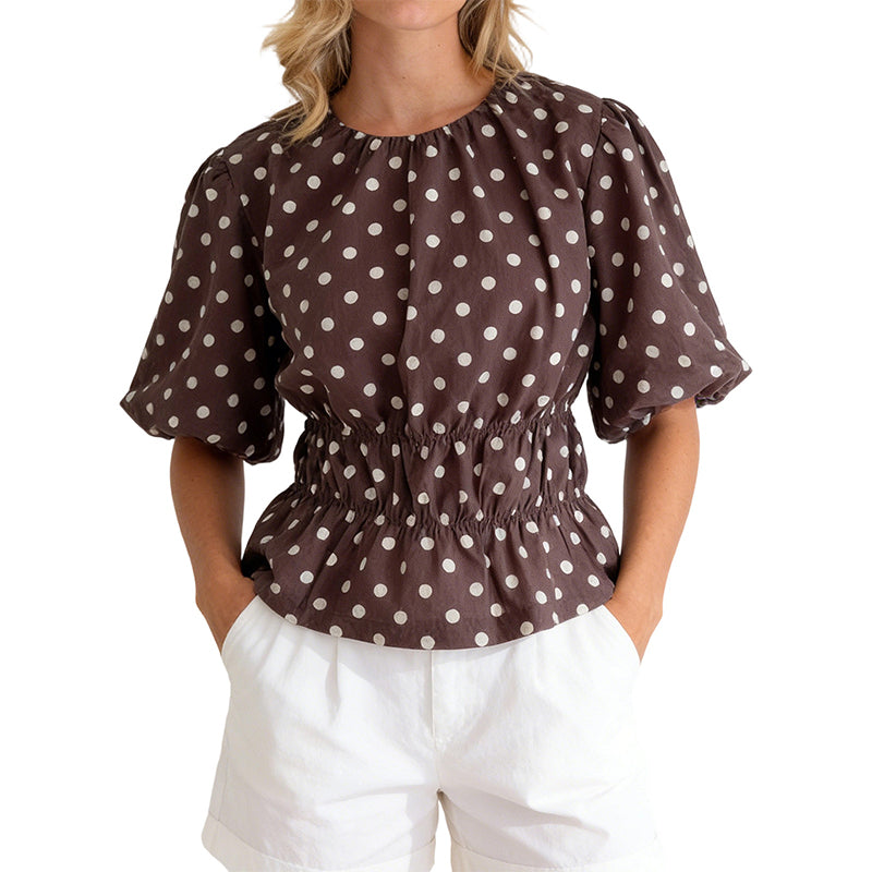 🥳2026 HOT SALE 50% Off🥳💞Women's Waist-Defining Polka Dot Top