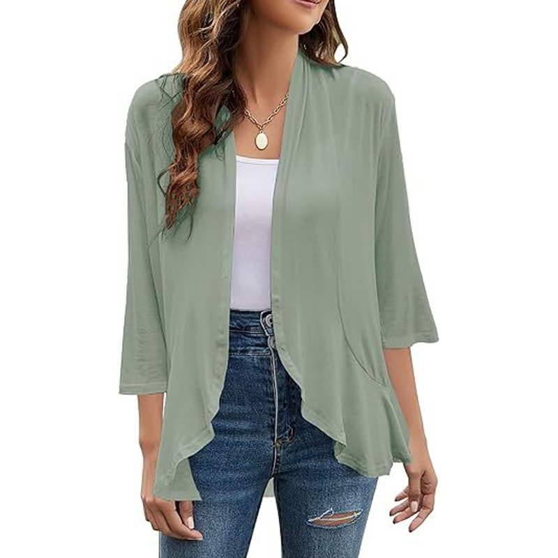 ⌛Limited-time offer-Women's 3/4 Sleeve Open Front Cardigan