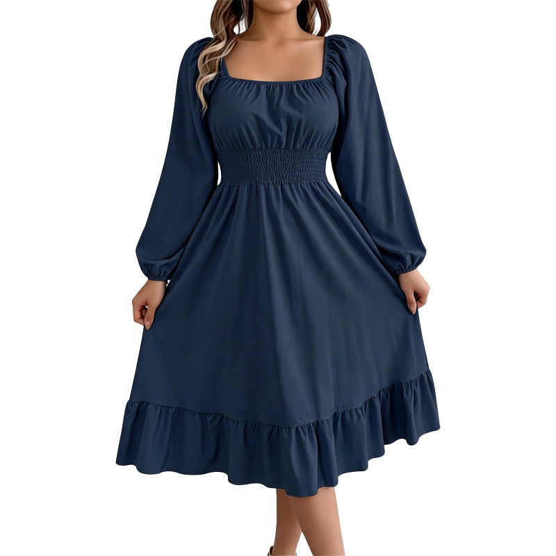 ⌛Limited-time offer-Women's Square Neck Smocked A-Line Dress