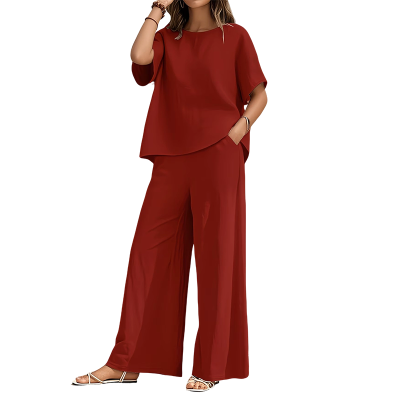 Women's Loose-Fit Top & Wide-Leg Pants Set