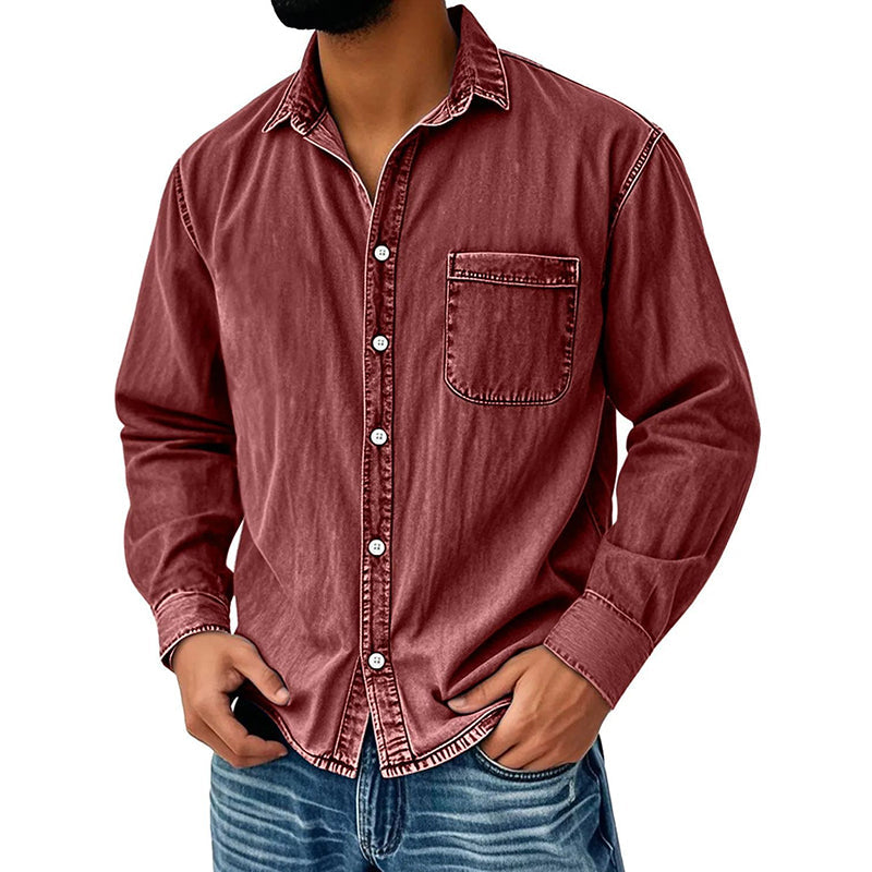 Men's Retro Washed Denim Shirt