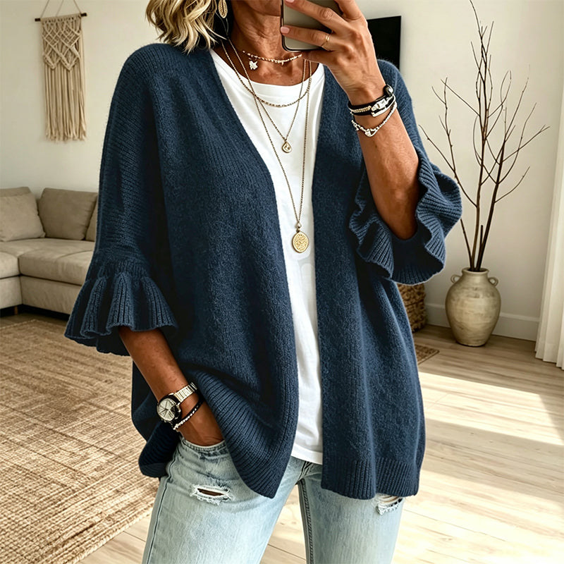 ๐ธ Feminine Knit Style | Women's Ruffle-Sleeve Knit Cardigan
