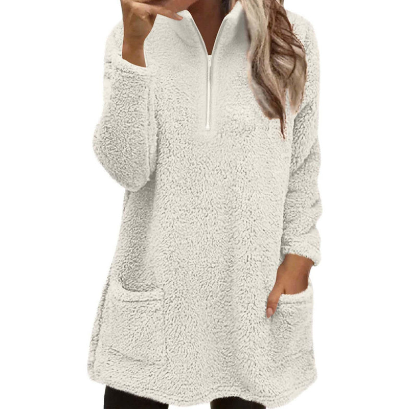 ☁️ Plush Warmth, Easy Half-Zip Style | Women's Pocket Sweatshirt ⚡ Free Shipping