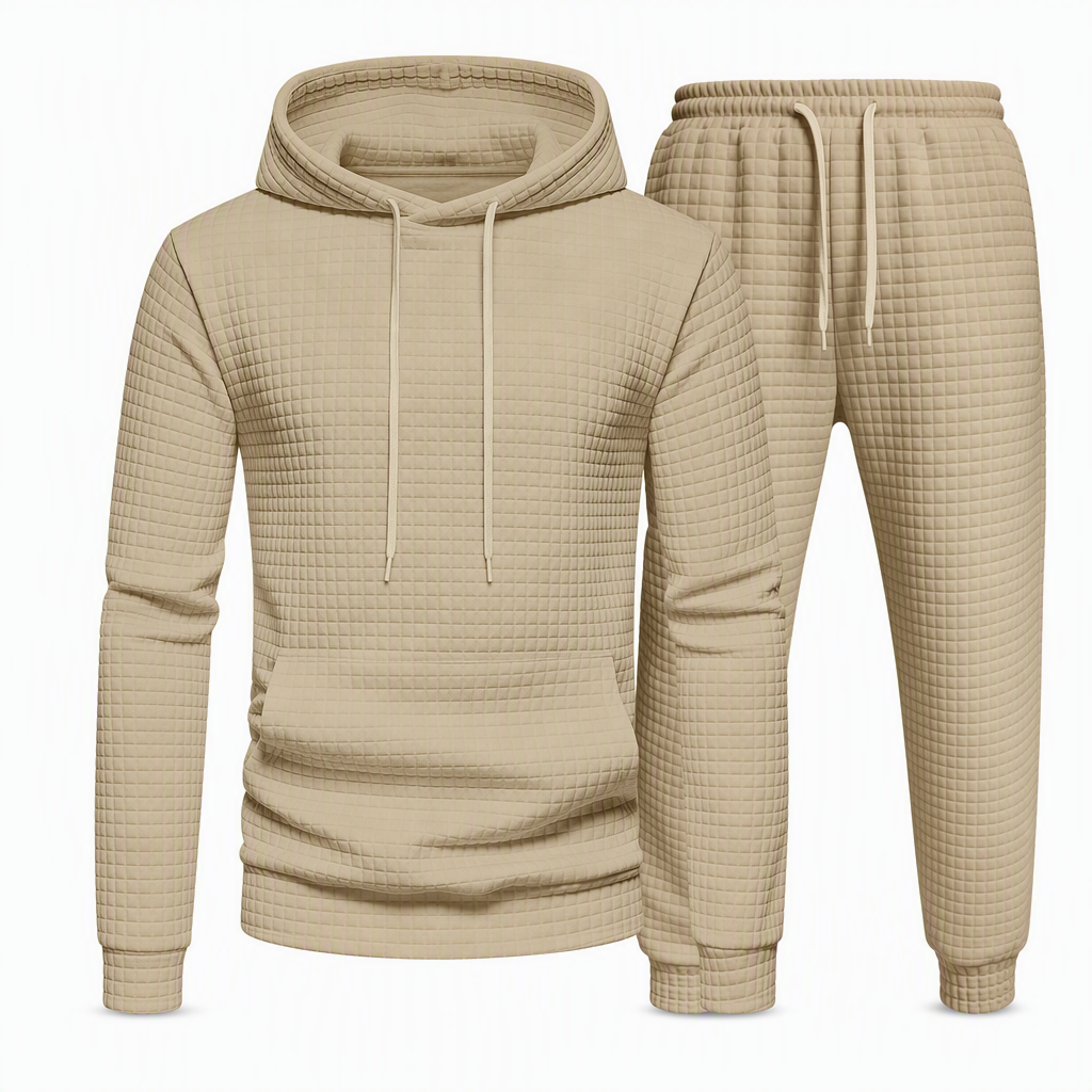 Men's Waffle Jacquard Hooded Tracksuit