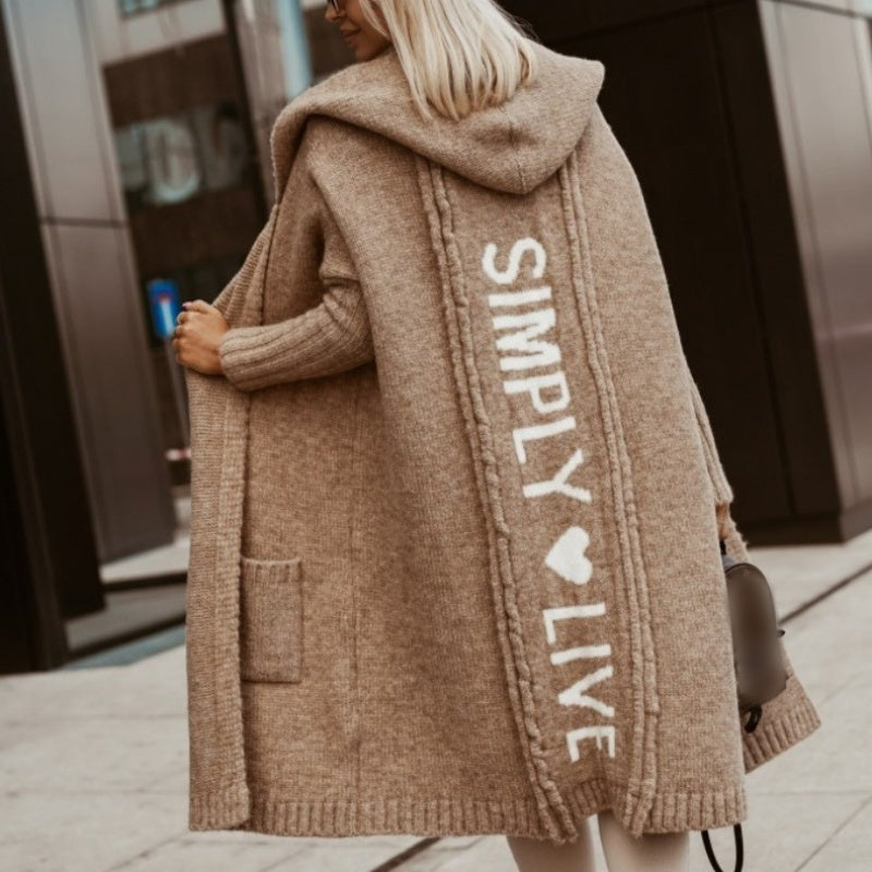 🧶 Cozy Long-Line Fit, Statement Back Detail | Women's Hooded Knit Cardigan ⚡ Free Shipping