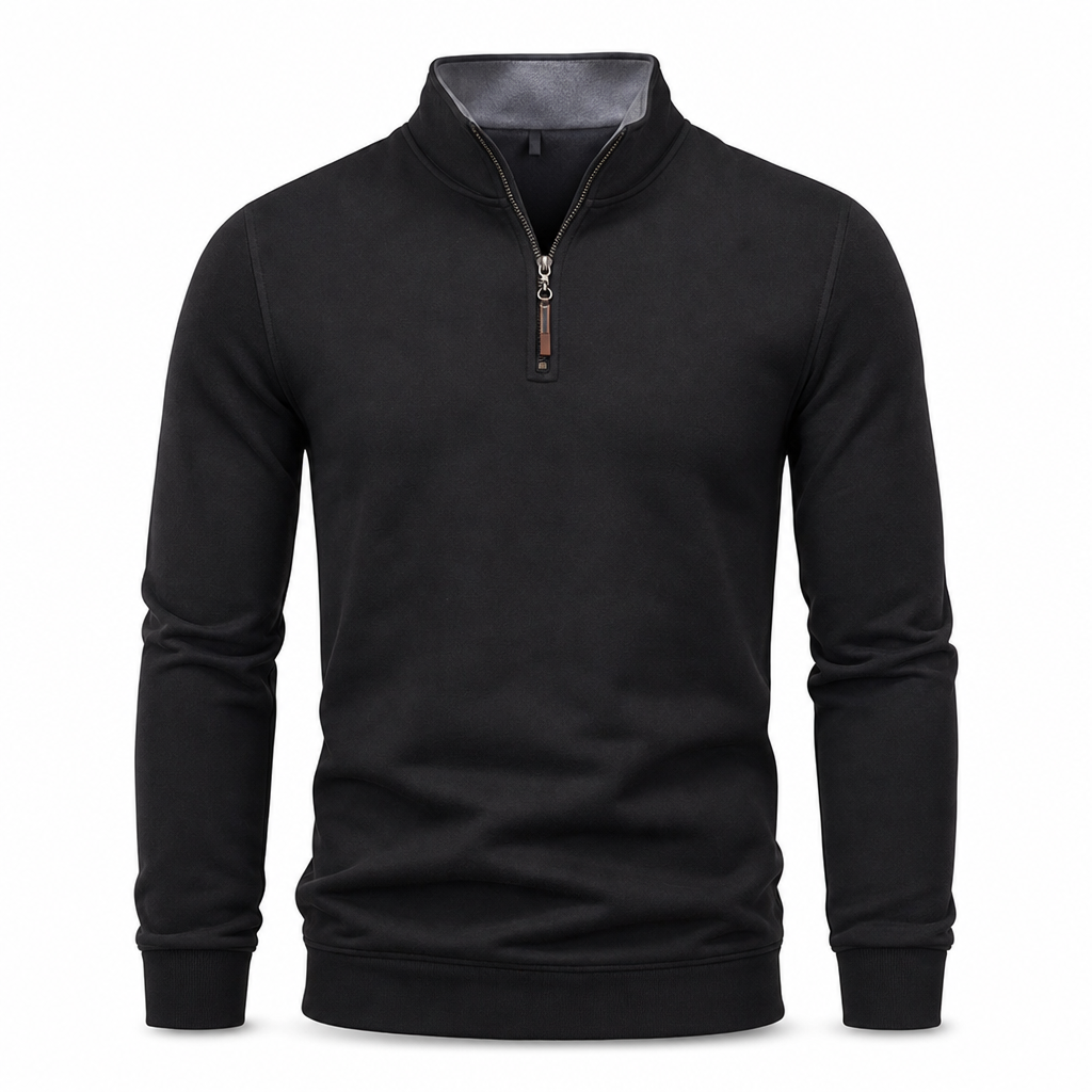 🧥 Quarter-Zip Style, Sharper Everyday Fit | Men's Stand-Collar Pullover
