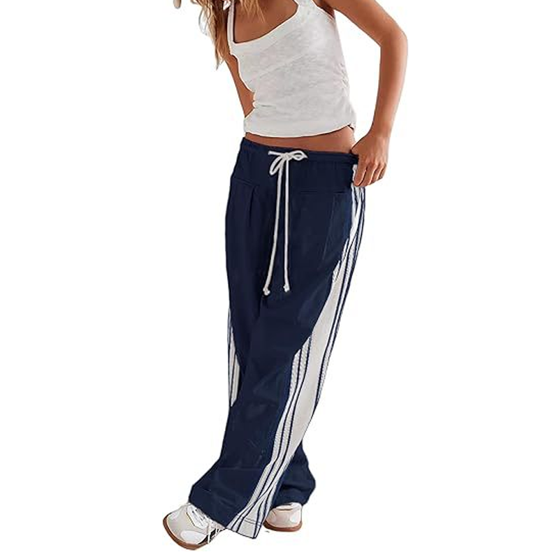 🌸 50% OFF NOW!Women’s Striped Drawstring Wide-Leg Pants with Pockets
