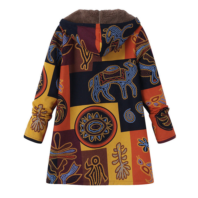 🍂Autumn Hot Sale 59% OFF🔥Women's Vintage Leaf Print Hooded Coat