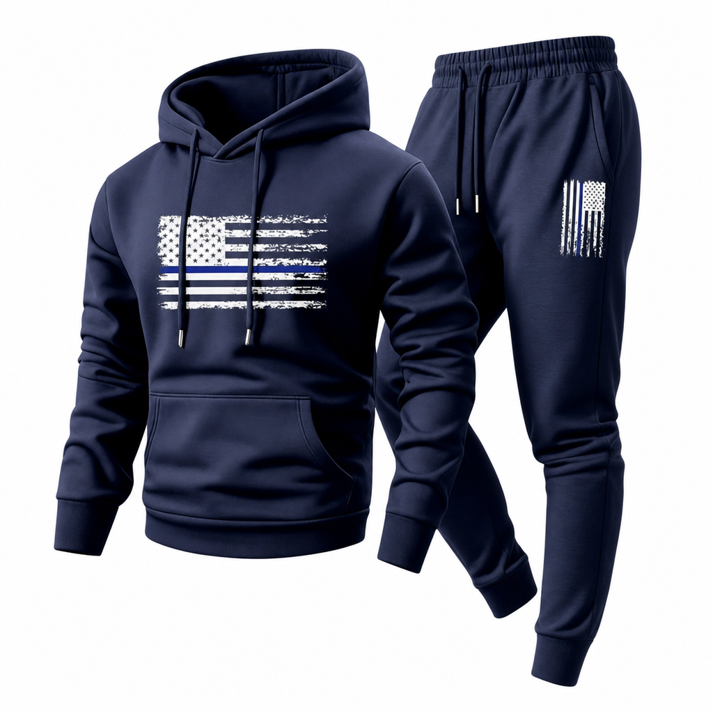 Men's Casual Hooded Sweatshirt and Sweatpants Set