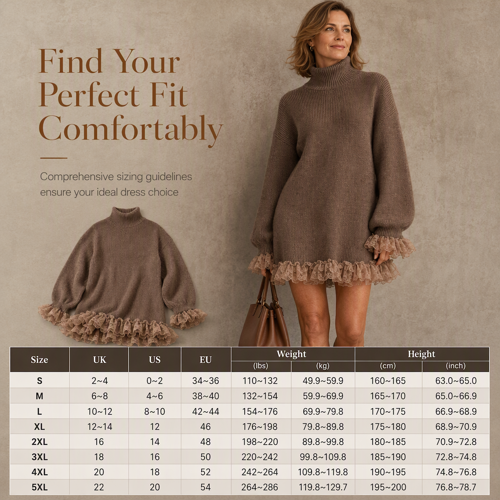 ✨ Feminine Knit Detail | Women’s Oversized Mock Neck Sweater Dress🌸