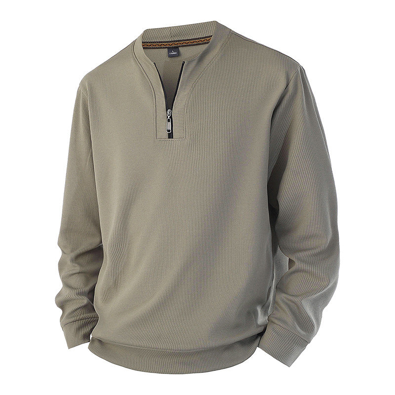 🧶Ribbed Texture, Minimalist Style🧥 Men's Half-Zip Ribbed Sweatshirt – Knit Texture, Soft & Warm ✨