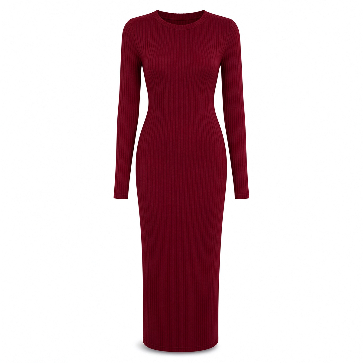 ๐Black Friday Mega Deal โ 50% off!๐๐น Women's Long Sleeve Rib Knit Crewneck Bodycon Maxi Dress