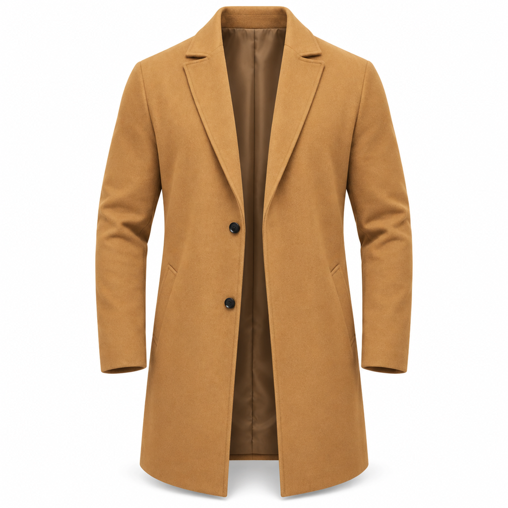 Men's Classic Single Breasted Trench Coat Business Casual Premium Windbreaker