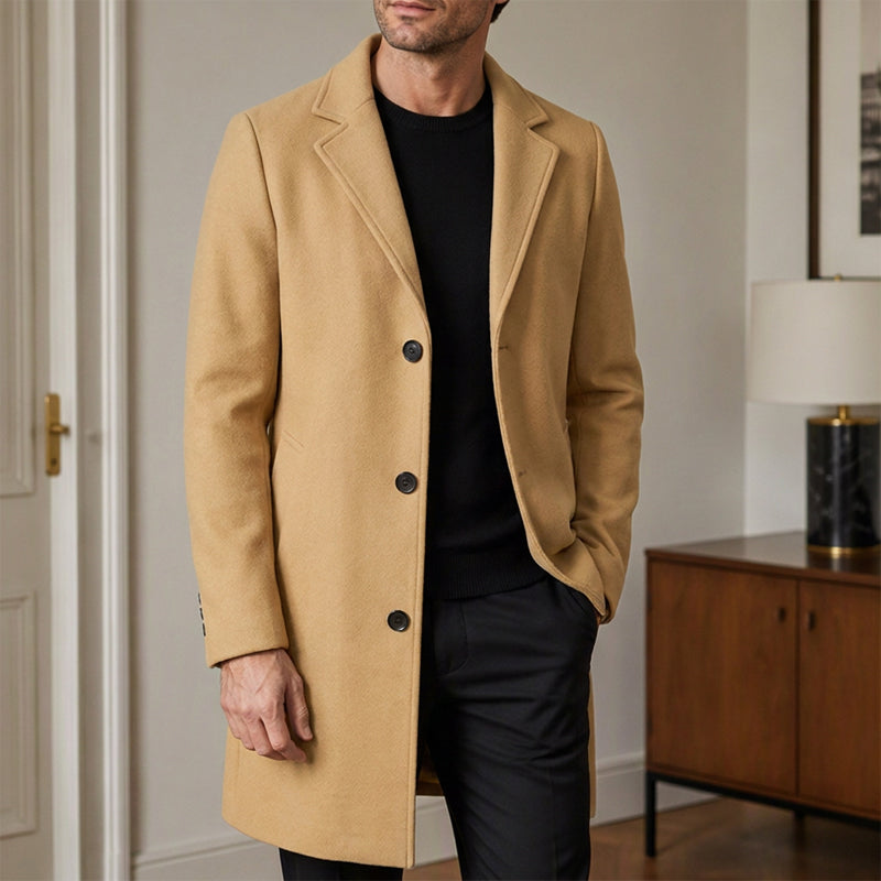 Men's Classic Mid-Length Single-Breasted Coat