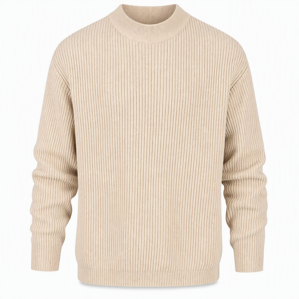 Men's Mock Neck Solid Color Knit Sweater