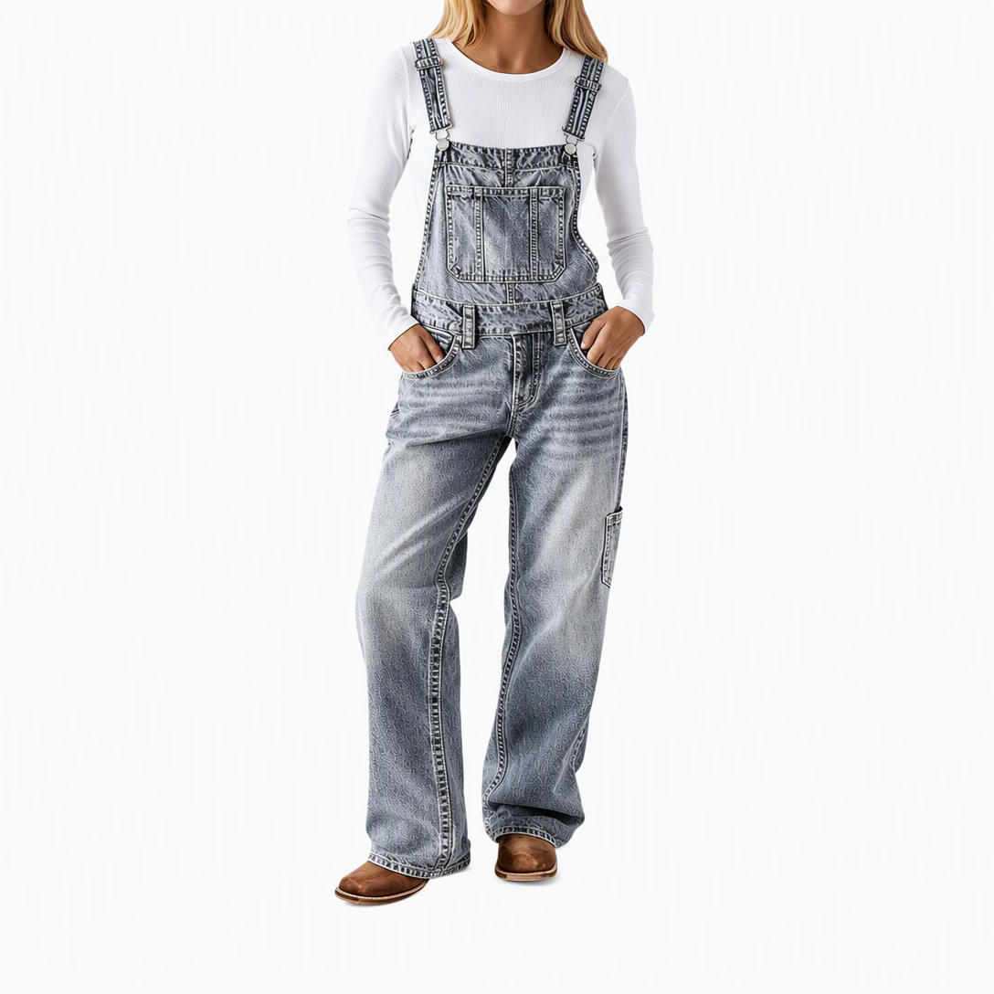 ๐ Move-With-You Stretch, Custom Fit | Women's Stretchy Denim Overalls Wide Leg Jumpsuit with Adjustable Straps