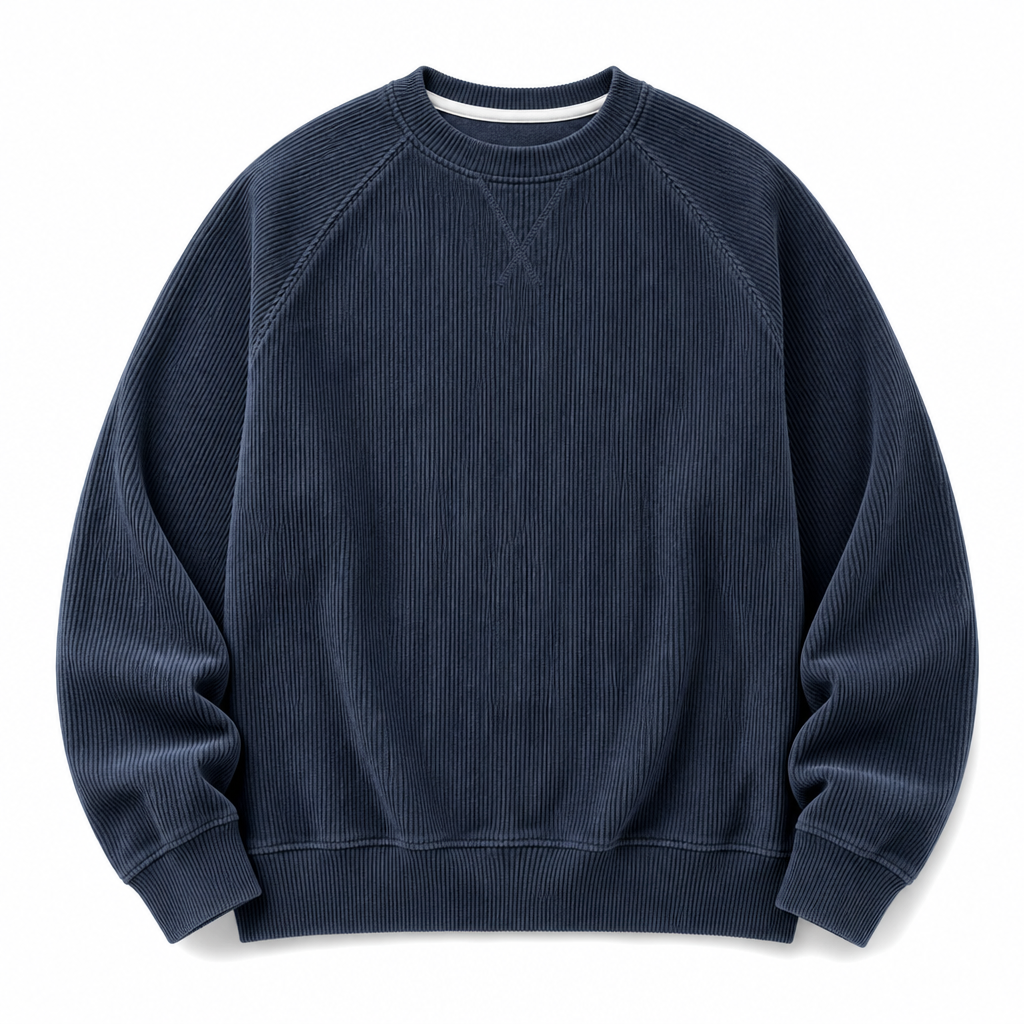 Men's Corduroy Crewneck Long Sleeve Pullover Sweatshirt