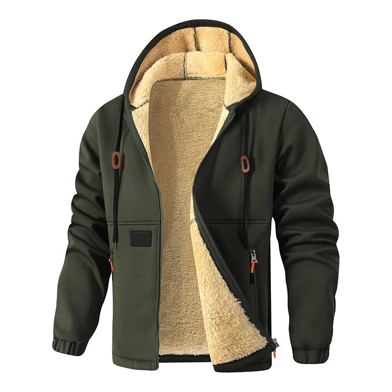 Men's Casual Thick Hooded Zip-Up Sweatshirt