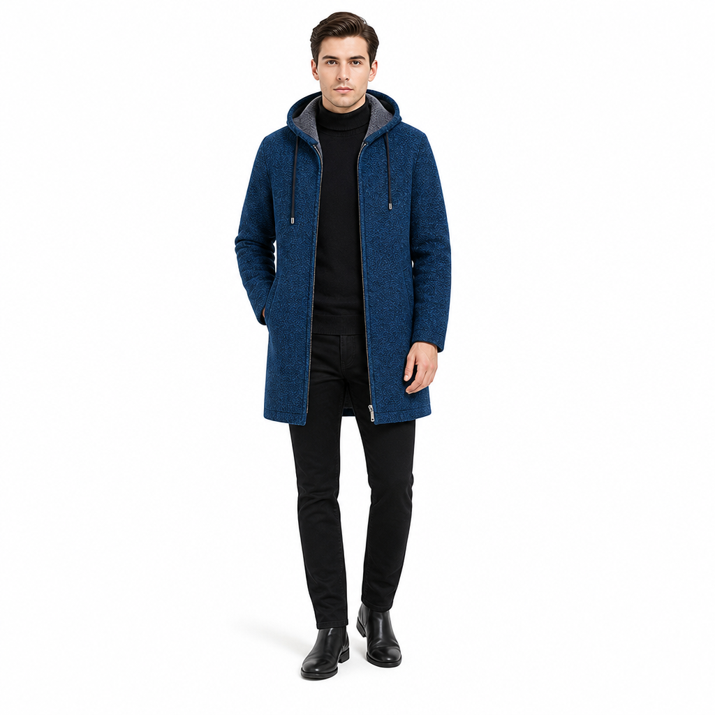 Men's Mid-Length Thickened Hooded Cardigan