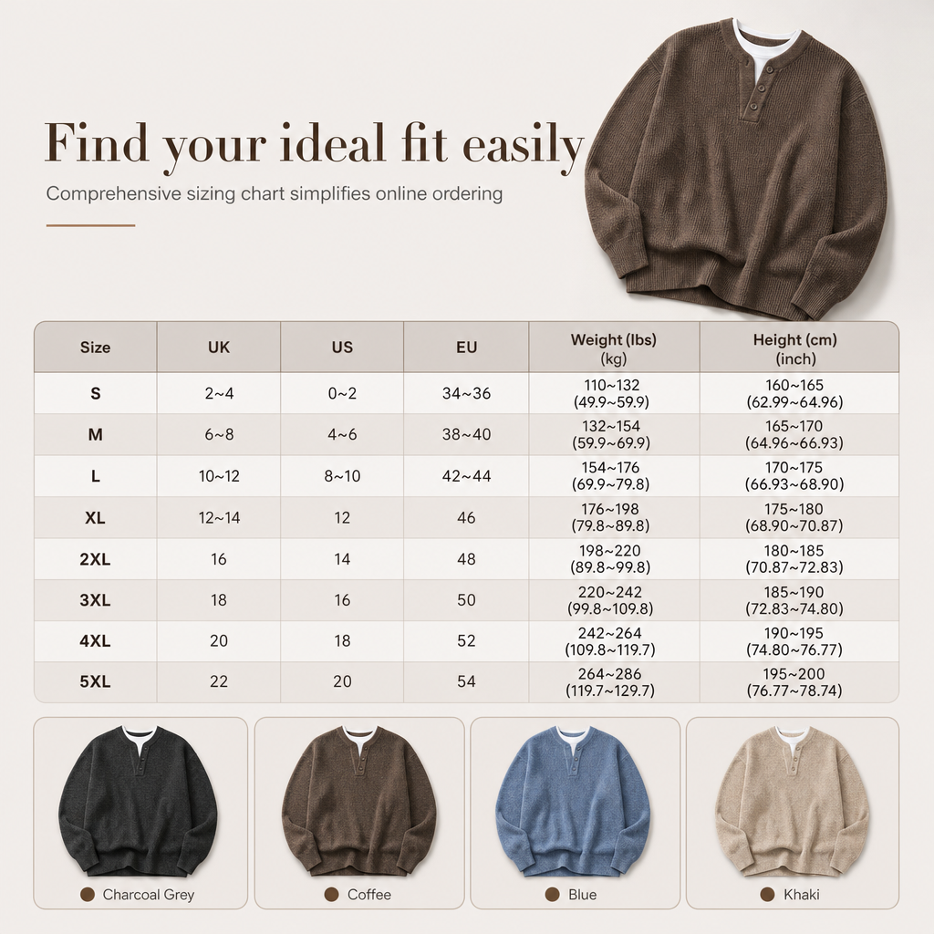 Men's Retro Henley Neck Mock Two Piece Sweater Relaxed Fit Long Sleeve Knit Pullover for Fall and Winter