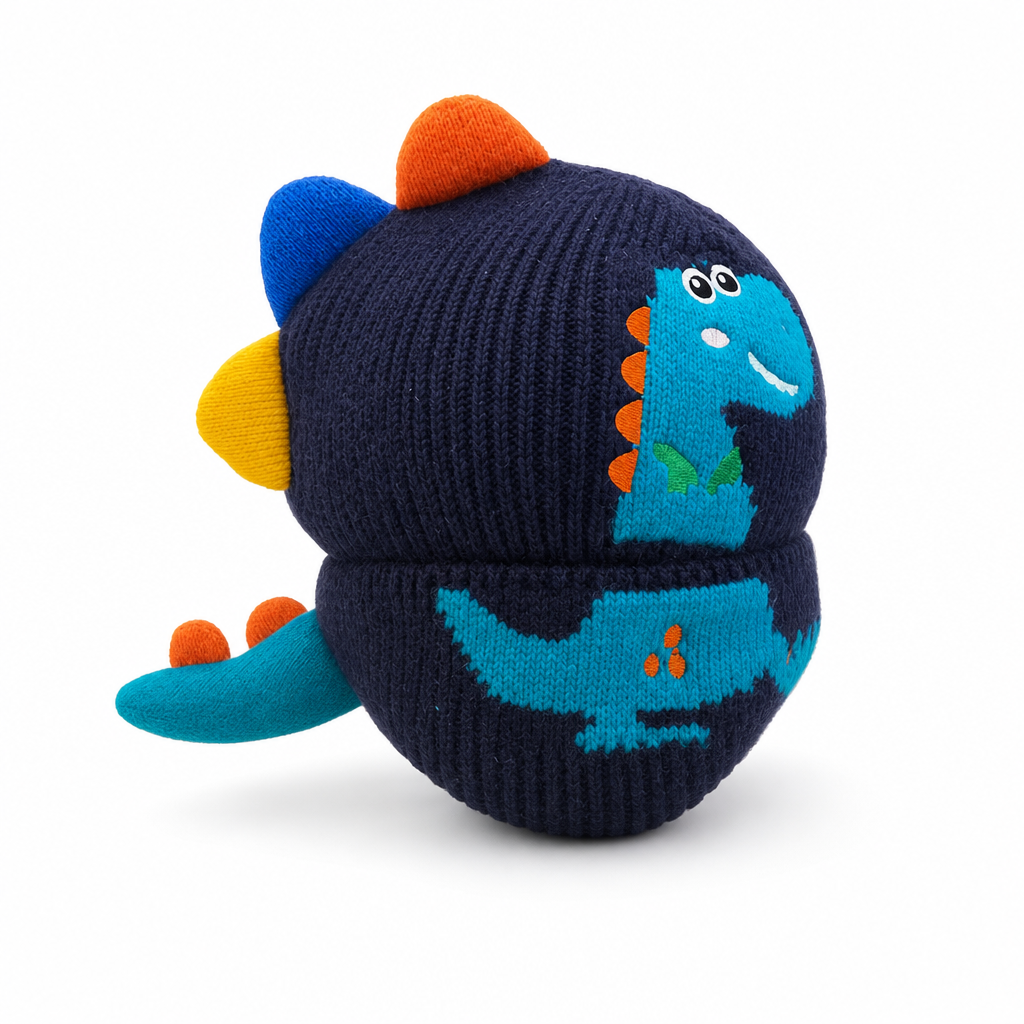 Cute Toddler Kids Dinosaur Knit Beanie Hat Winter Thick Warm Windproof Earflap Cap for Boys and Girls