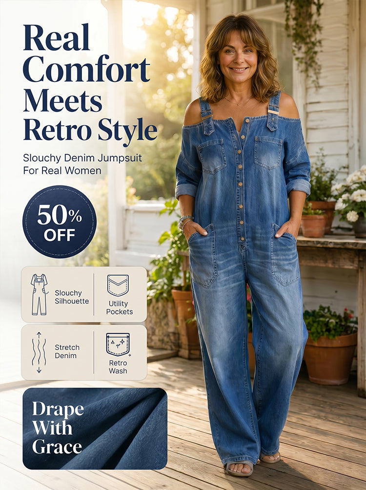 🔥Limited-time offer-Loose Fit Wide-Leg Overall Jumpsuit with Pockets