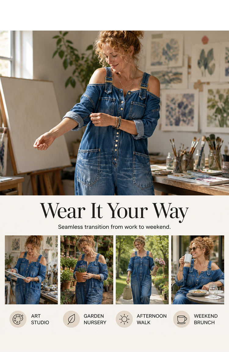 🔥Limited-time offer-Loose Fit Wide-Leg Overall Jumpsuit with Pockets