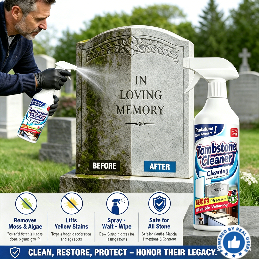 🔥Graveyard Moss Cleaner-Multi-functional stain remover spray-professionally removes moss and dirt from tombstones, stone cleaner