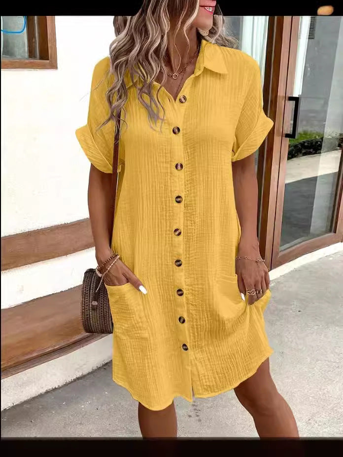 ⏳Time-Limited Special⏰Women’s Summer Midi Dress – Breezy, Flattering & Effortlessly Chic! Lightweight Button-Down with Pockets 🇬🇧☀️