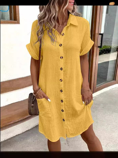 ⏳Time-Limited Special⏰Women’s Summer Midi Dress – Breezy, Flattering & Effortlessly Chic! Lightweight Button-Down with Pockets 🇬🇧☀️