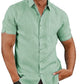 Men's Shirt With Solid Color Lapel And Short Sleeves