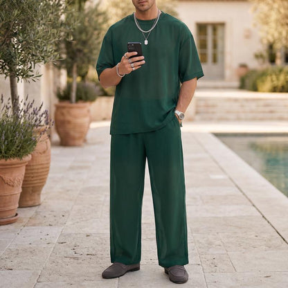 🎁 LIMITED-TIME 50% OFF! 👔 Men's T-Shirt & Wide-Leg Pants 2-Piece Set – Trendy, Comfortable & Ready-to-Wear 💥